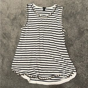 Jcrew stripe tank top with gold beading
